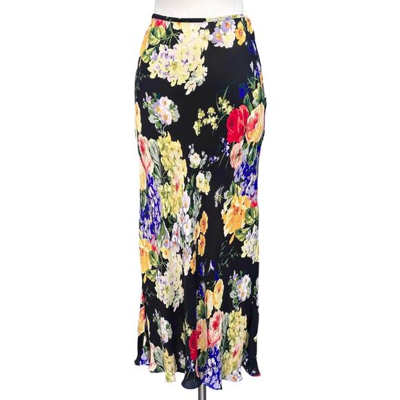 Vintage Y2K Ellen Tracy Silk Floral Maxi Skirt Size 2 Whimsygoth Cottage fairy - Picture 12 of 12